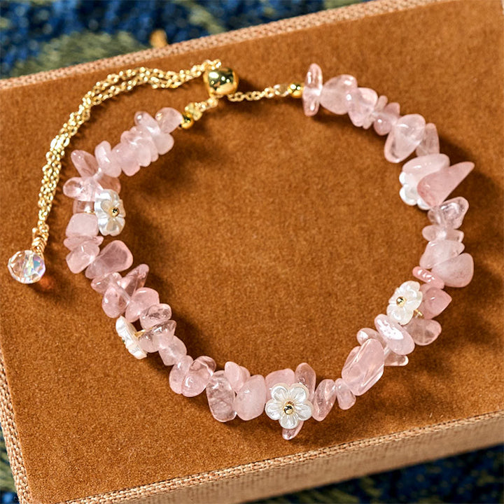 Buddha Stones不規則な水晶の花のデザイン アメジスト ホワイトクリスタル バランスブレスレット - ピンククリスタル（手首周り：15～19cm） - image 33