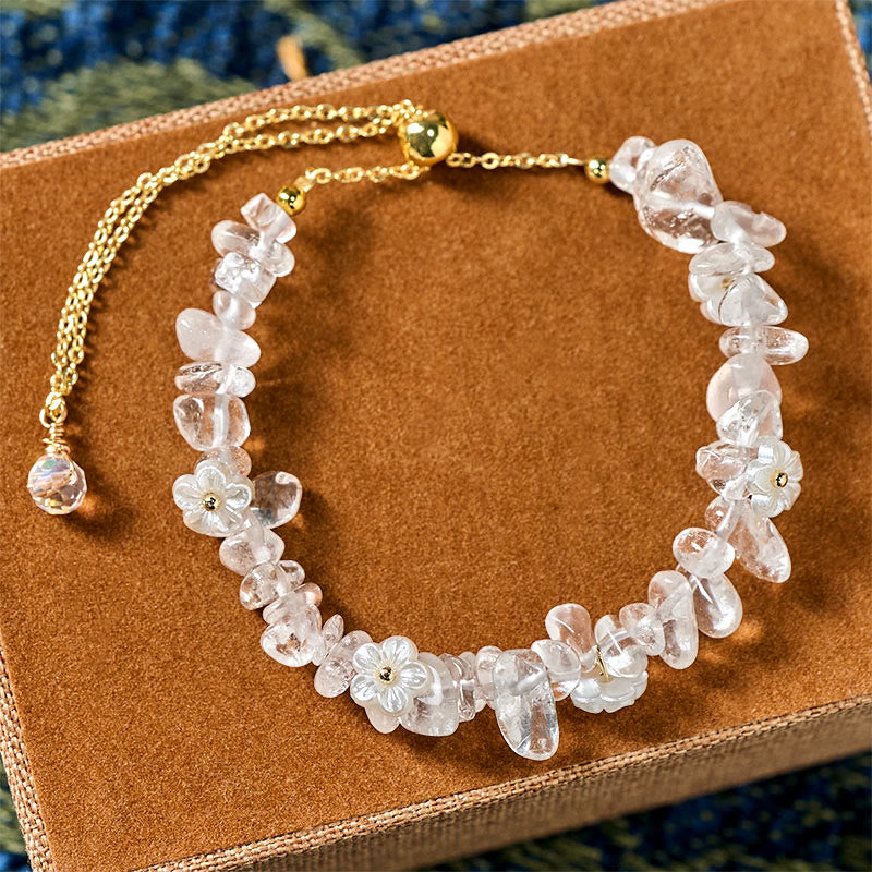 Buddha Stones不規則な水晶の花のデザイン アメジスト ホワイトクリスタル バランスブレスレット - image 11