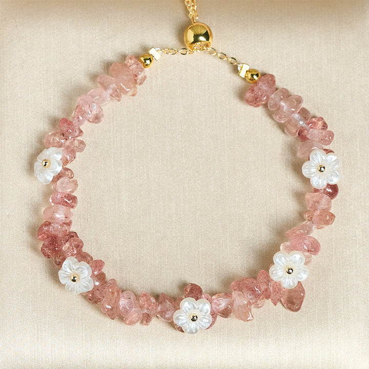 Buddha Stones不規則な水晶の花のデザイン アメジスト ホワイトクリスタル バランスブレスレット - image 43