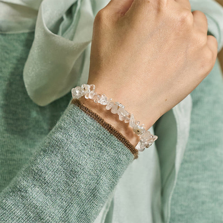 Buddha Stones不規則な水晶の花のデザイン アメジスト ホワイトクリスタル バランスブレスレット - image 14