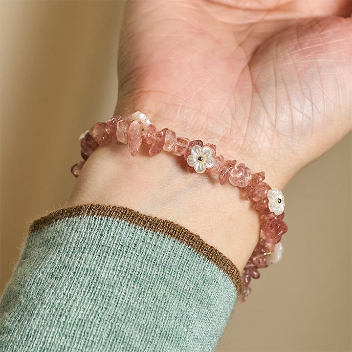 Buddha Stones不規則な水晶の花のデザイン アメジスト ホワイトクリスタル バランスブレスレット - image 47