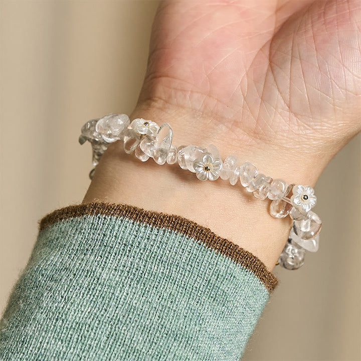 Buddha Stones不規則な水晶の花のデザイン アメジスト ホワイトクリスタル バランスブレスレット - image 15