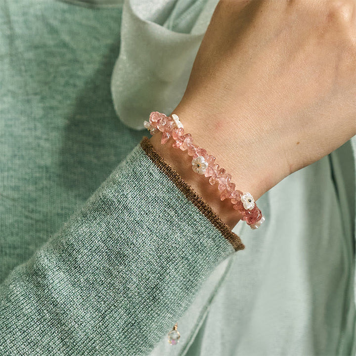 Buddha Stones不規則な水晶の花のデザイン アメジスト ホワイトクリスタル バランスブレスレット - image 46