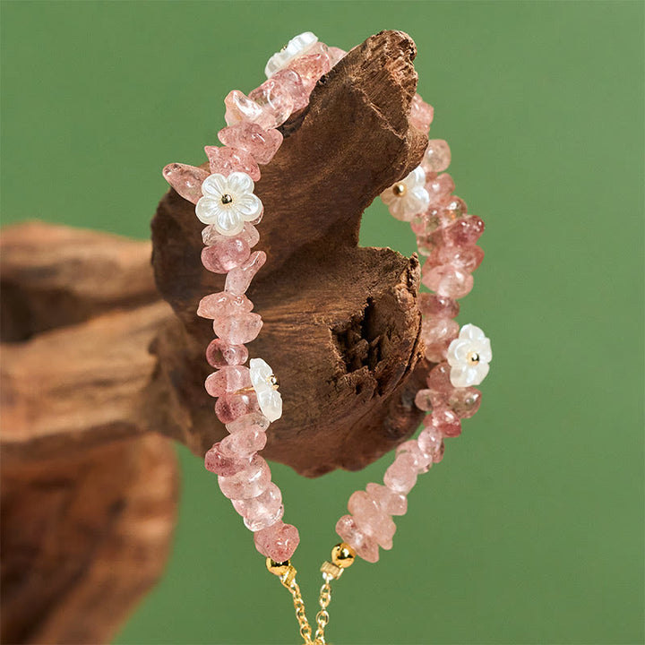 Buddha Stones不規則な水晶の花のデザイン アメジスト ホワイトクリスタル バランスブレスレット - image 44