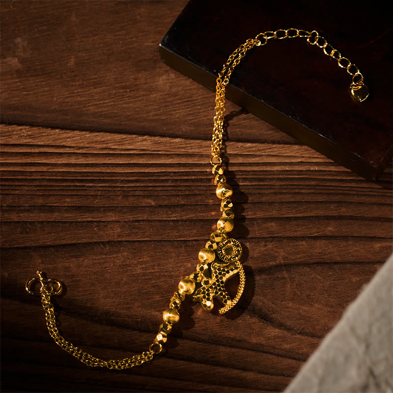 Buddha Stones中国干支 午年 24K金メッキ銅コイン幸運ブレスレット - image 4