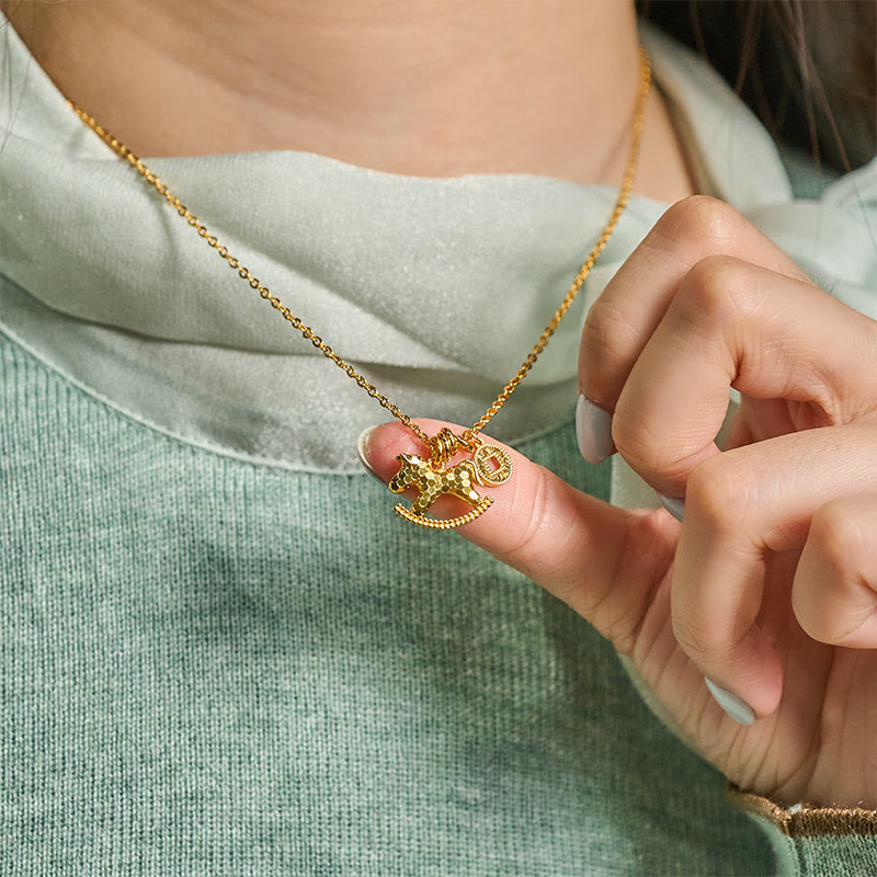 Buddha Stones馬年 24K金メッキ銅コインネックレスペンダント - image 5