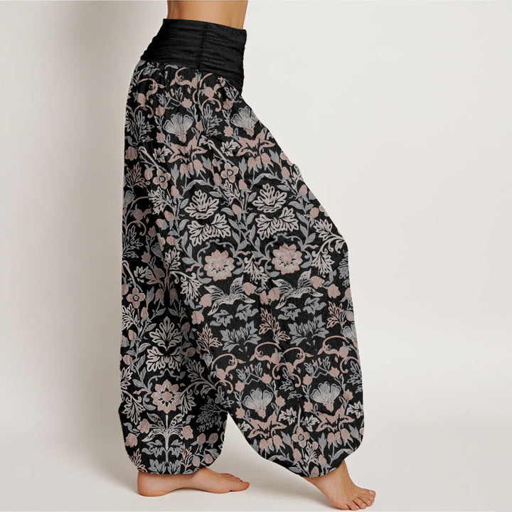 Buddha Stonesピュアコットン 複雑な花の葉とつる模様 レディース 伸縮性ウエスト ハーレムパンツ - image 2