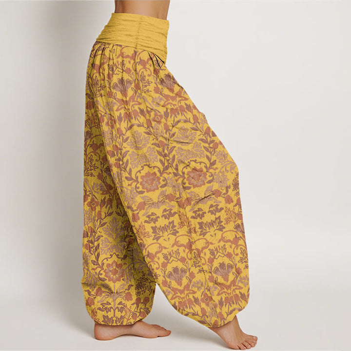 Buddha Stonesピュアコットン 複雑な花の葉とつる模様 レディース 伸縮性ウエスト ハーレムパンツ - image 10