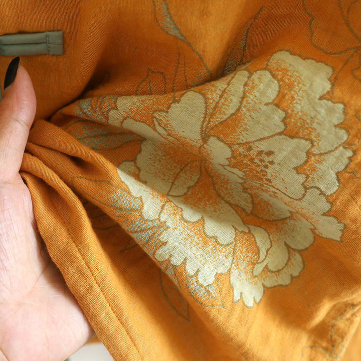 Buddha Stones 2点 カエルボタンプリント 長袖カーディガン シャツ パンツ ポケット付き コットン セット  - image 8