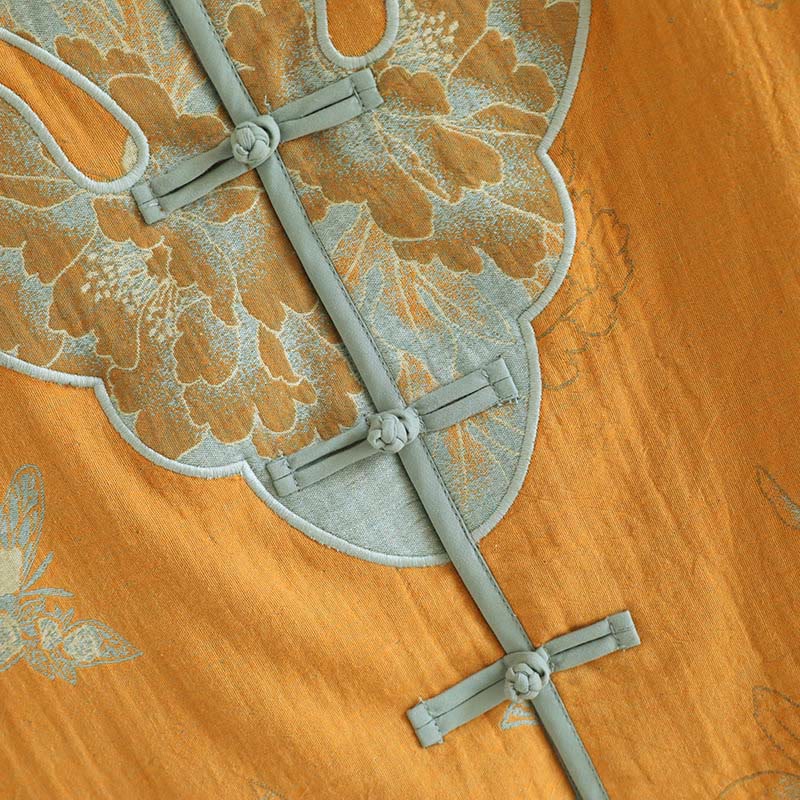 Buddha Stones 2点 カエルボタンプリント 長袖カーディガン シャツ パンツ ポケット付き コットン セット  - image 5