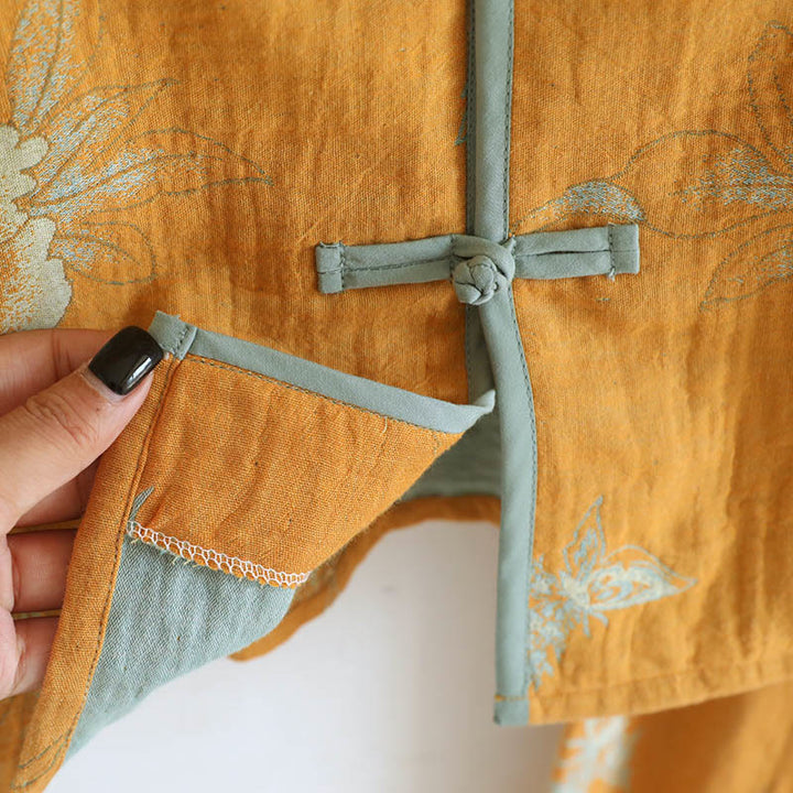 Buddha Stones 2点 カエルボタンプリント 長袖カーディガン シャツ パンツ ポケット付き コットン セット  - image 11