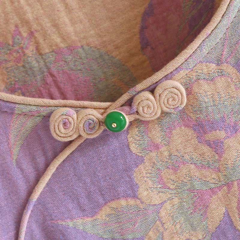 Buddha Stones 2点 花柄 長袖 クルーネック ボタンシャツ パンツ ポケット付き コットン セット  - image 10