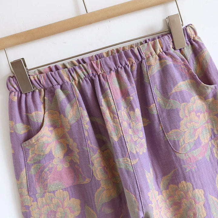 Buddha Stones 2点 花柄 長袖 クルーネック ボタンシャツ パンツ ポケット付き コットン セット  - image 19