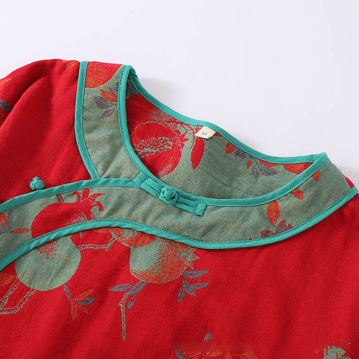 Buddha Stones 2点セット パッチワーク 長袖 カエルボタン シャツ パンツ ポケット付き 純綿 セット  - image 5