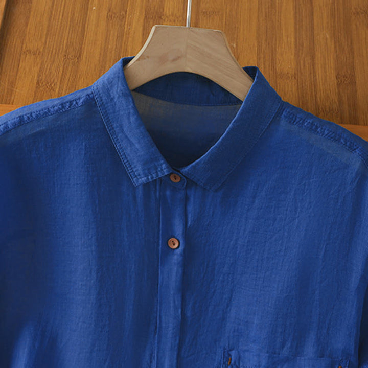 Buddha Stones秋冬通勤用ラペルレディース長袖シャツ（ポケット付き） - image 20