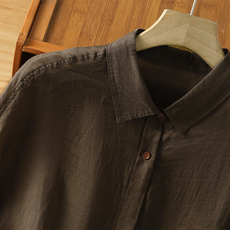 Buddha Stones秋冬通勤用ラペルレディース長袖シャツ（ポケット付き） - image 13