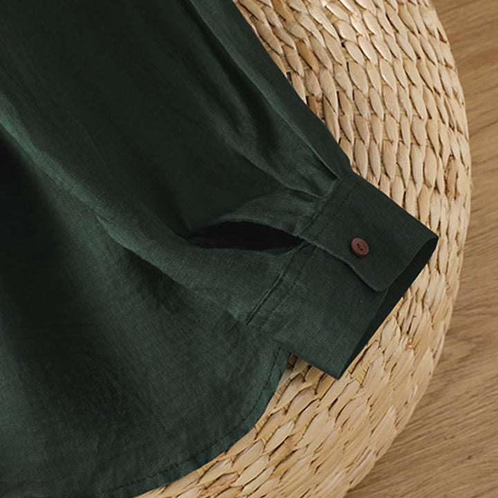 Buddha Stones秋冬通勤用ラペルレディース長袖シャツ（ポケット付き） - image 8