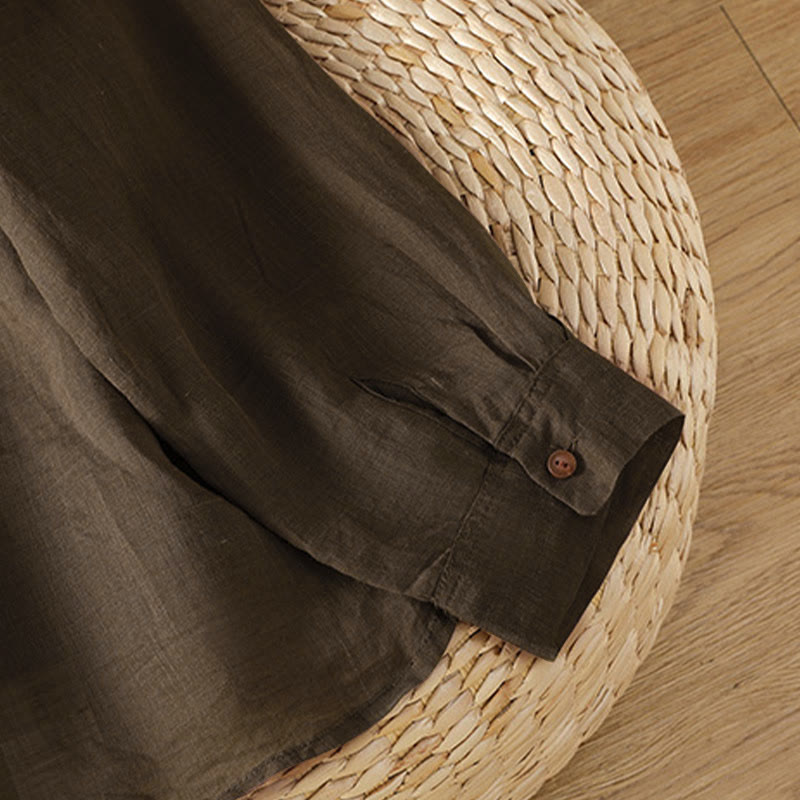 Buddha Stones秋冬通勤用ラペルレディース長袖シャツ（ポケット付き） - image 16