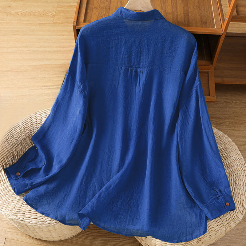 Buddha Stones秋冬通勤用ラペルレディース長袖シャツ（ポケット付き） - image 19