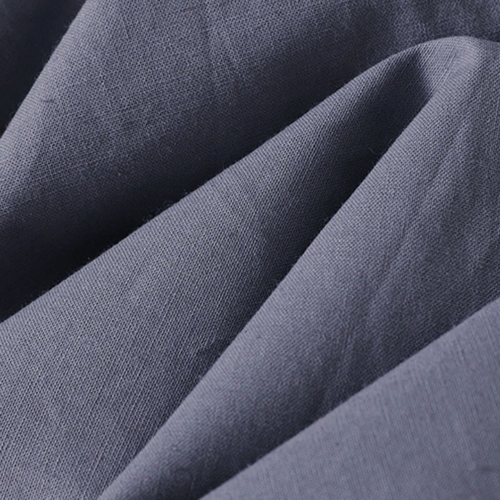 Buddha Stones秋冬 無地 ラペルボタン 長袖 コットン ミディドレス ポケット付き - image 20