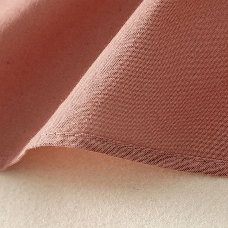 Buddha Stones秋冬 無地 ラペルボタン 長袖 コットン ミディドレス ポケット付き - image 8