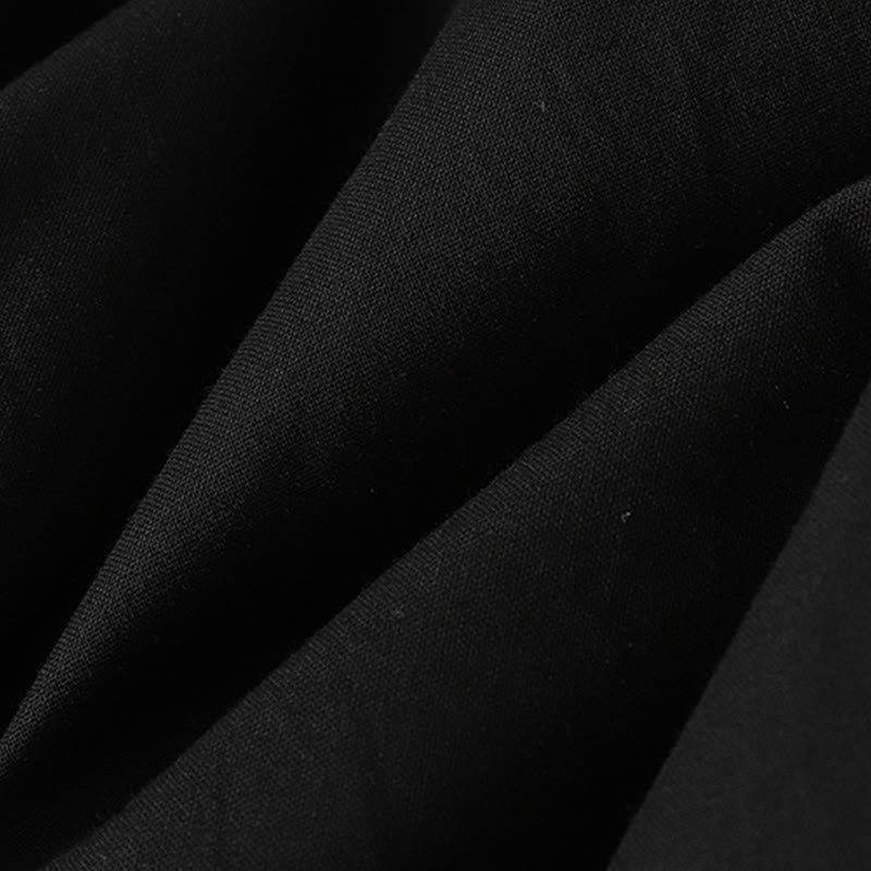 Buddha Stones秋冬 無地 ラペルボタン 長袖 コットン ミディドレス ポケット付き - image 25