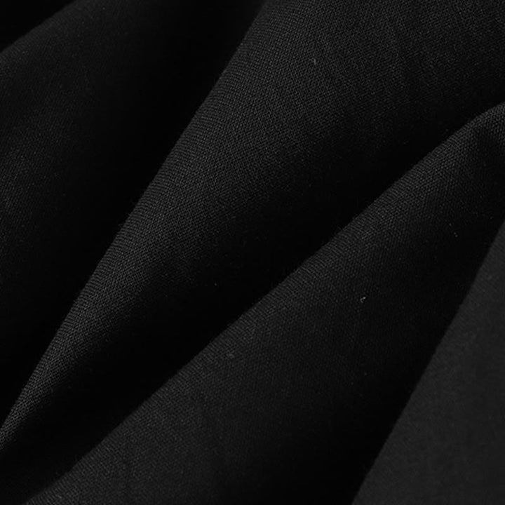 Buddha Stones秋冬 無地 ラペルボタン 長袖 コットン ミディドレス ポケット付き - image 25