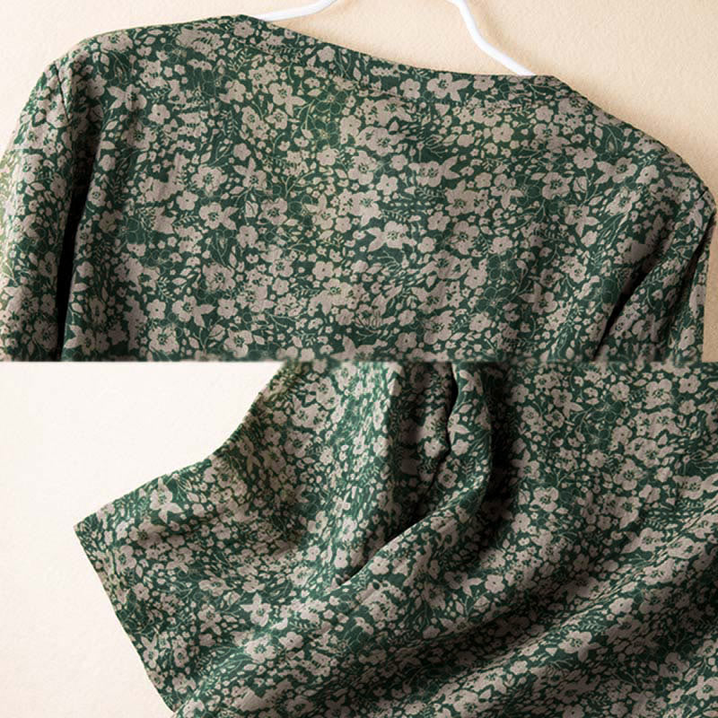 Buddha Stones春 Vネック プリント 花柄 レディース 長袖シャツ - image 10