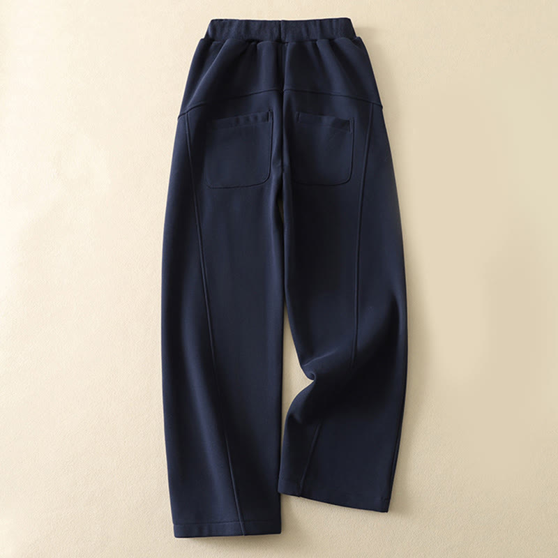 Buddha Stonesミッドナイトブルー ジッパー付き 保温性 フリース裏地 レディース ワイドレッグパンツ ポケット付き - image 1
