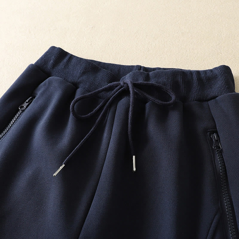 Buddha Stonesミッドナイトブルー ジッパー付き 保温性 フリース裏地 レディース ワイドレッグパンツ ポケット付き - image 2