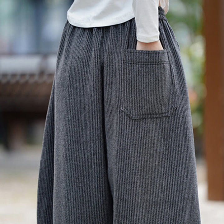 Buddha Stones冬 メンズ 純色 ドローストリングデザイン コットン ハイウエスト パンツ ポケット付き - image 23