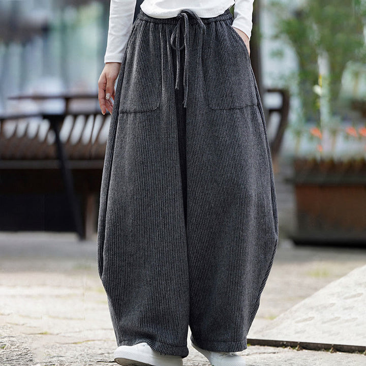 Buddha Stones冬 メンズ 純色 ドローストリングデザイン コットン ハイウエスト パンツ ポケット付き - ディムグレー - US/UK/AU46、 EU56 (5XL) - image 10