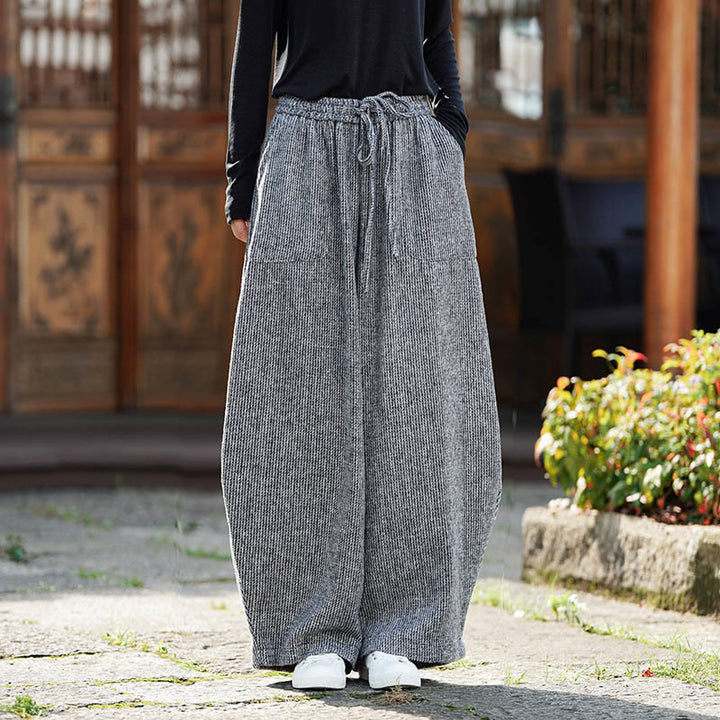 Buddha Stones冬 メンズ 純色 ドローストリングデザイン コットン ハイウエスト パンツ ポケット付き - 銀 - US/UK/AU46、 EU56 (5XL) - image 25