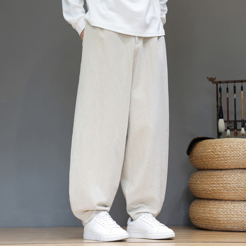 Buddha Stones秋冬スポーツ メンズ ピュアカラー ボタンデザイン コットンパンツ ポケット付き - image 17