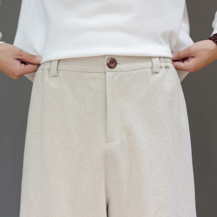 Buddha Stones秋冬スポーツ メンズ ピュアカラー ボタンデザイン コットンパンツ ポケット付き - image 19