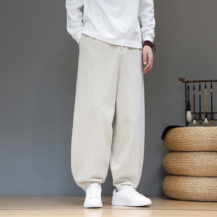 Buddha Stones秋冬スポーツ メンズ ピュアカラー ボタンデザイン コットンパンツ ポケット付き - ベージュ - US/UK/AU46、 EU56 (5XL) - image 13