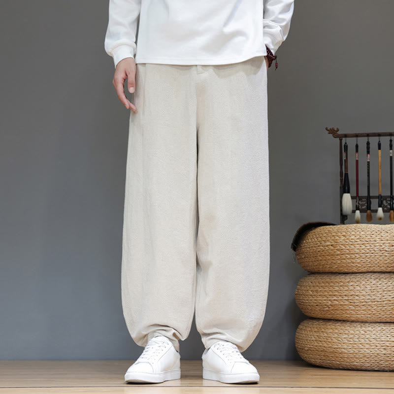 Buddha Stones秋冬スポーツ メンズ ピュアカラー ボタンデザイン コットンパンツ ポケット付き - image 14