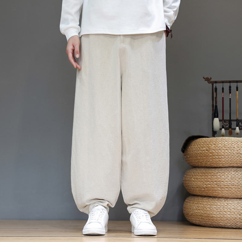 Buddha Stones秋冬スポーツ メンズ ピュアカラー ボタンデザイン コットンパンツ ポケット付き - image 16