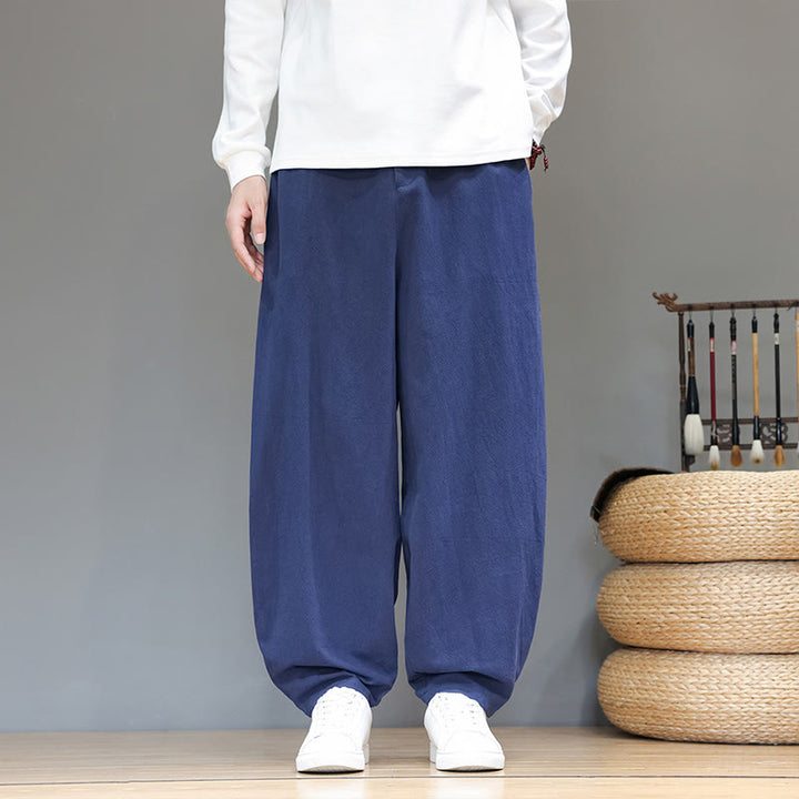 Buddha Stones秋冬スポーツ メンズ ピュアカラー ボタンデザイン コットンパンツ ポケット付き - ロイヤルブルー - US/UK/AU46、 EU56 (5XL) - image 1