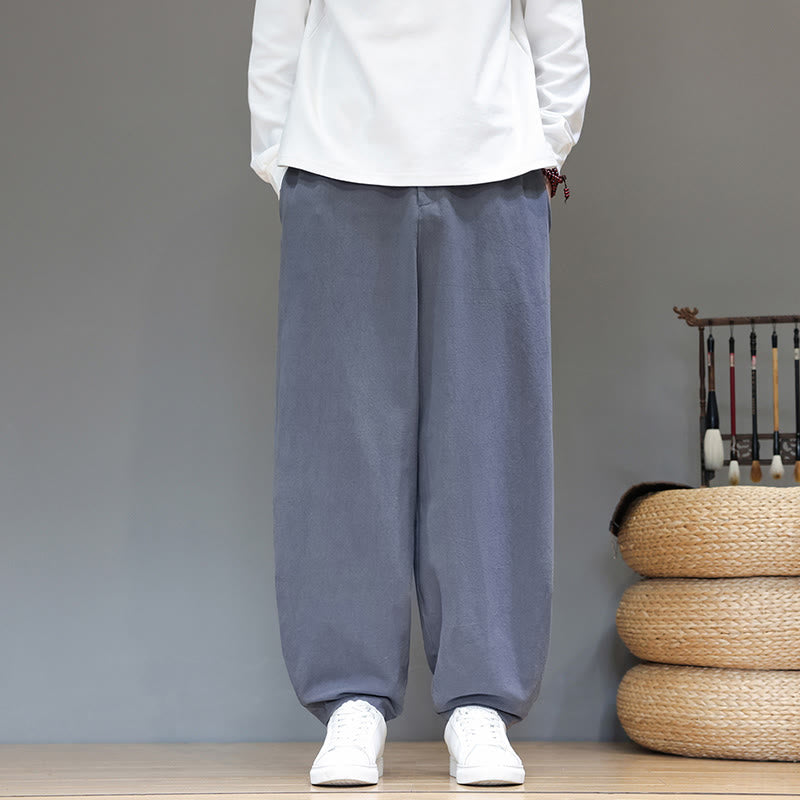 Buddha Stones秋冬スポーツ メンズ ピュアカラー ボタンデザイン コットンパンツ ポケット付き - ライトスレートグレー - US/UK/AU46、 EU56 (5XL) - image 5