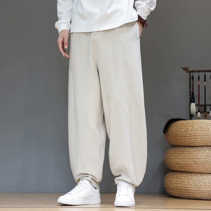 Buddha Stones秋冬スポーツ メンズ ピュアカラー ボタンデザイン コットンパンツ ポケット付き - image 15