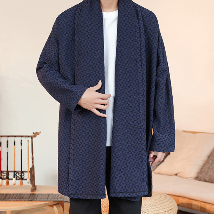 Buddha Stones冬 ジャカード シンプルデザイン メンズ コットン 長袖 着物 - image 4