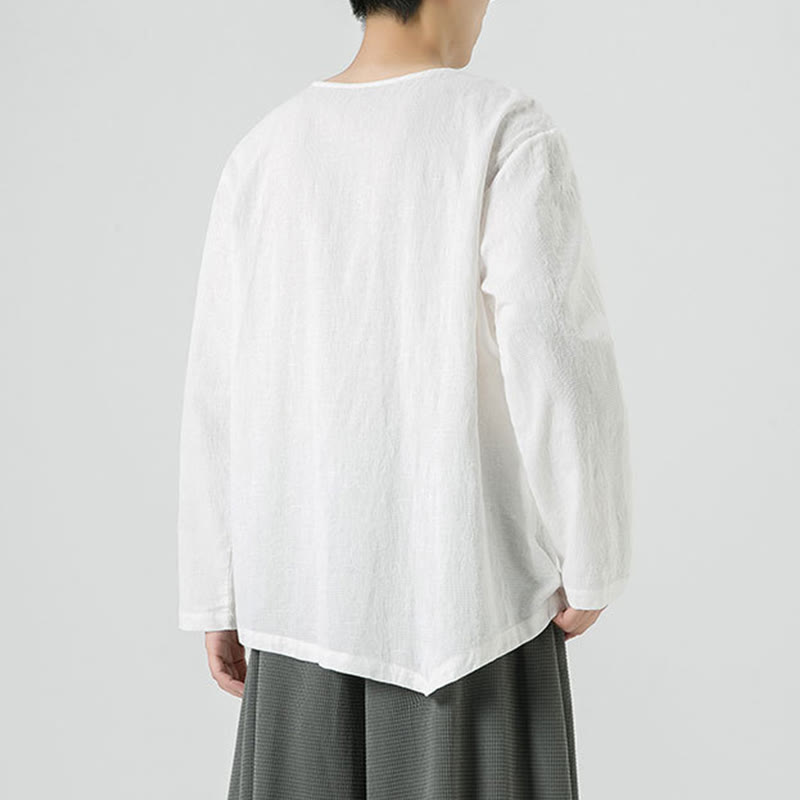 Buddha Stonesメンズ 中国風 カエルボタン 無地デザイン コットン 長袖 Tシャツ 禅風 衣類 - image 16