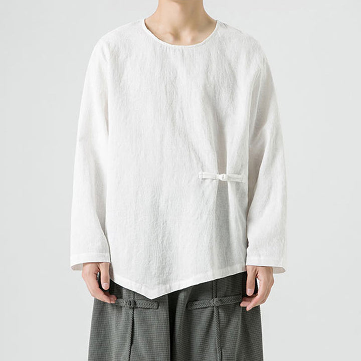 Buddha Stonesメンズ 中国風 カエルボタン 無地デザイン コットン 長袖 Tシャツ 禅風 衣類 - image 11