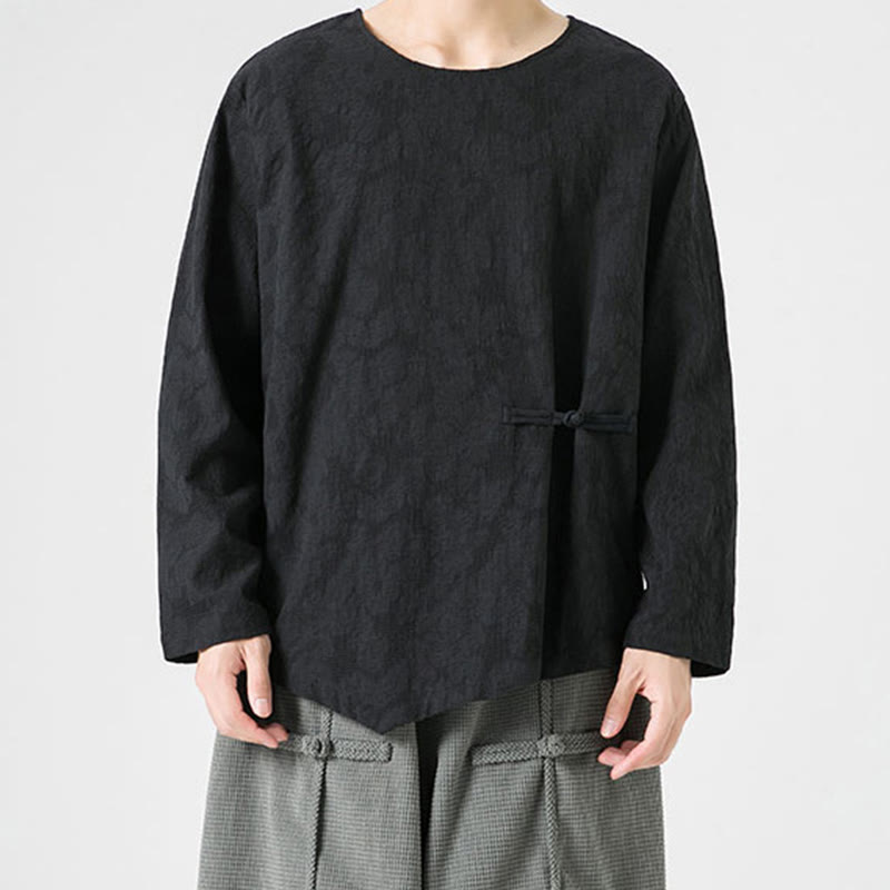 Buddha Stonesメンズ 中国風 カエルボタン 無地デザイン コットン 長袖 Tシャツ 禅風 衣類 - image 25