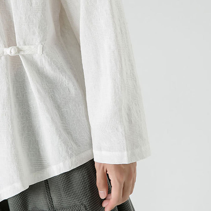 Buddha Stonesメンズ 中国風 カエルボタン 無地デザイン コットン 長袖 Tシャツ 禅風 衣類 - image 22