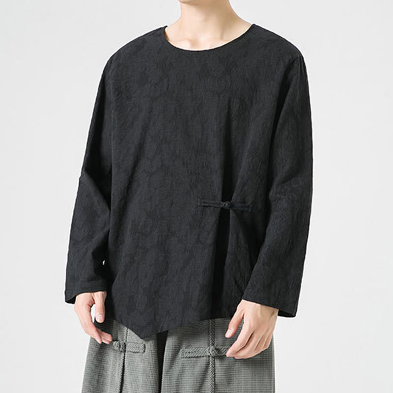 Buddha Stonesメンズ 中国風 カエルボタン 無地デザイン コットン 長袖 Tシャツ 禅風 衣類 - image 26