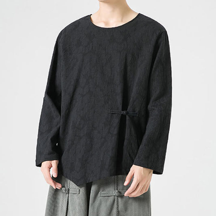 Buddha Stonesメンズ 中国風 カエルボタン 無地デザイン コットン 長袖 Tシャツ 禅風 衣類 - image 26