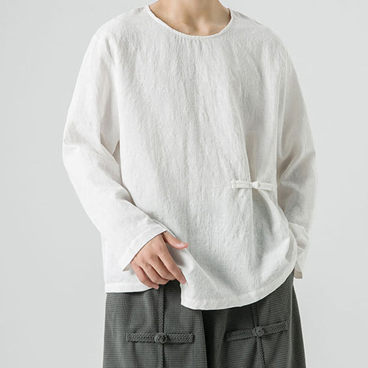 Buddha Stonesメンズ 中国風 カエルボタン 無地デザイン コットン 長袖 Tシャツ 禅風 衣類 - image 18