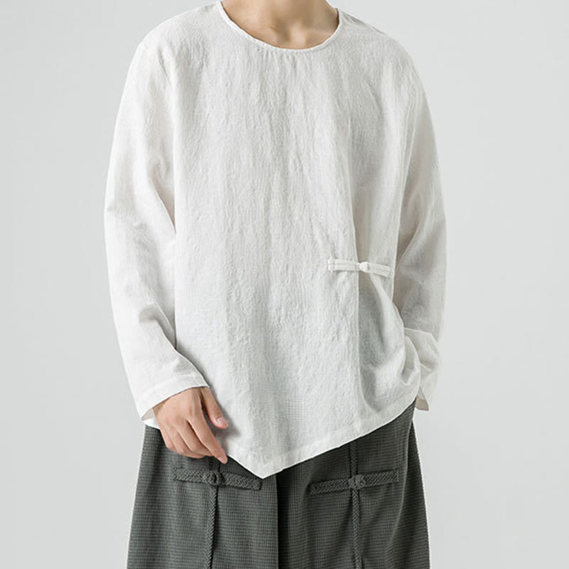 Buddha Stonesメンズ 中国風 カエルボタン 無地デザイン コットン 長袖 Tシャツ 禅風 衣類 - image 15